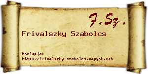 Frivalszky Szabolcs névjegykártya